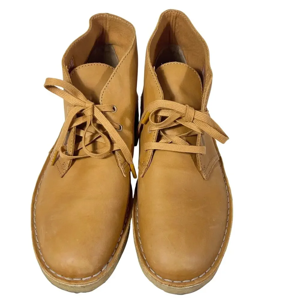 Men's Tan Leather Chukka Boots - Classic Lace-Up